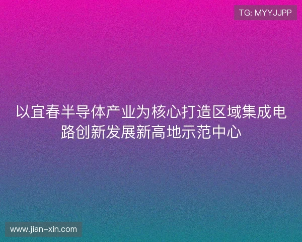 以宜春半导体产业为核心打造区域集成电路创新发展新高地示范中心